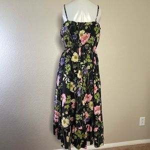 EXPRESS BLACK FLORAL SPAGHETTI STRAP FIT & FLARE DRESS